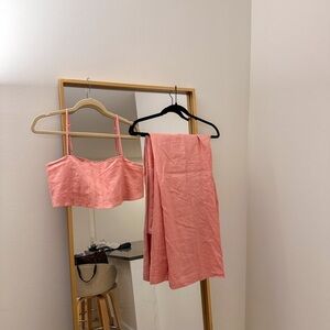 Reformation Cleo Linen Two Piece Set in Pink